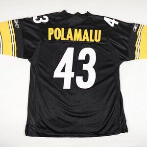 Reebok Stitched Polamalu Pittsburgh Steelers NFL Jersey Men's 50 Onfield Sewn